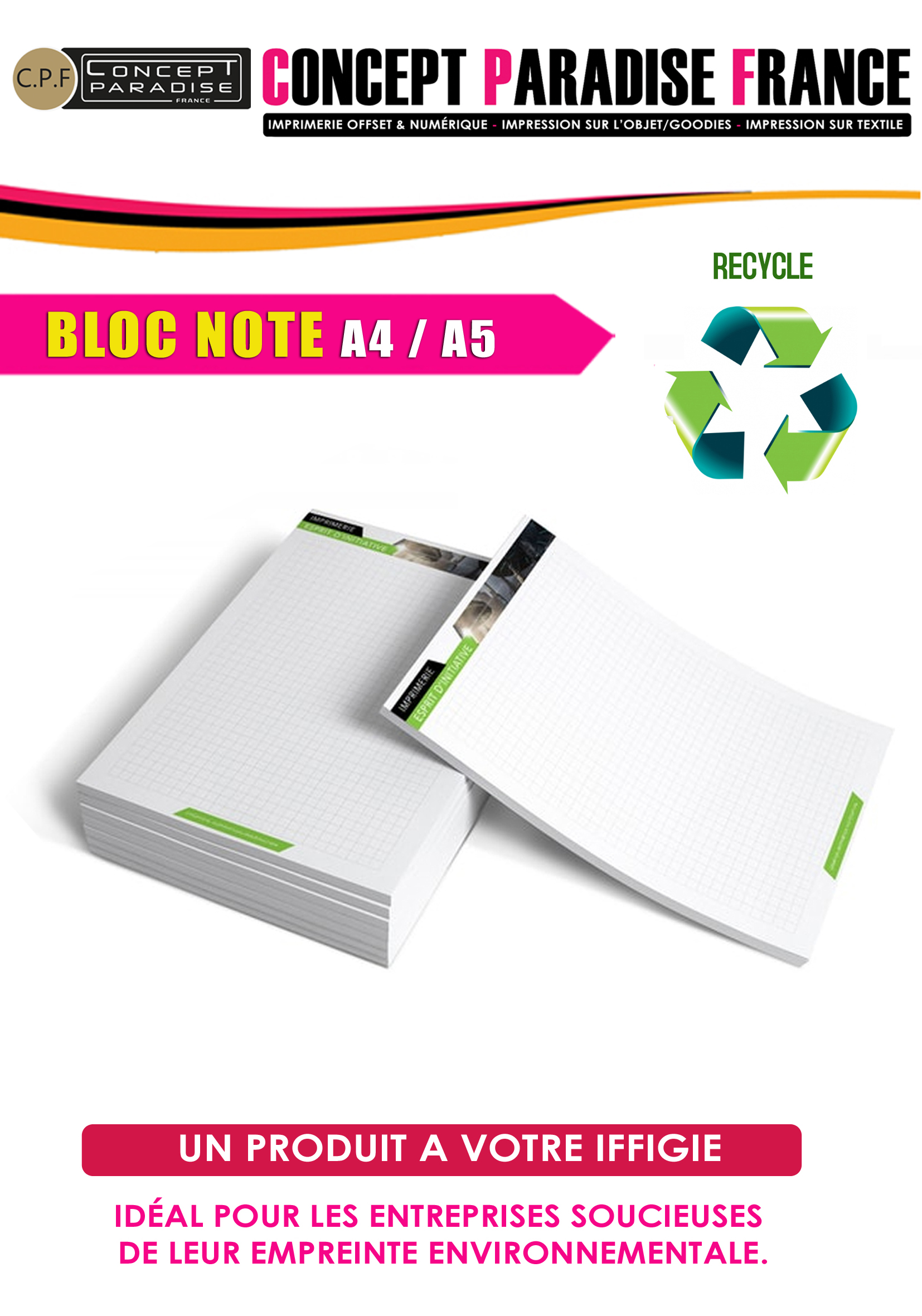 Bloc-notes A7 Personnalisable 'Rosus Recyclé