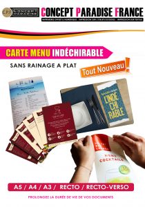 Carte menu indéchirable