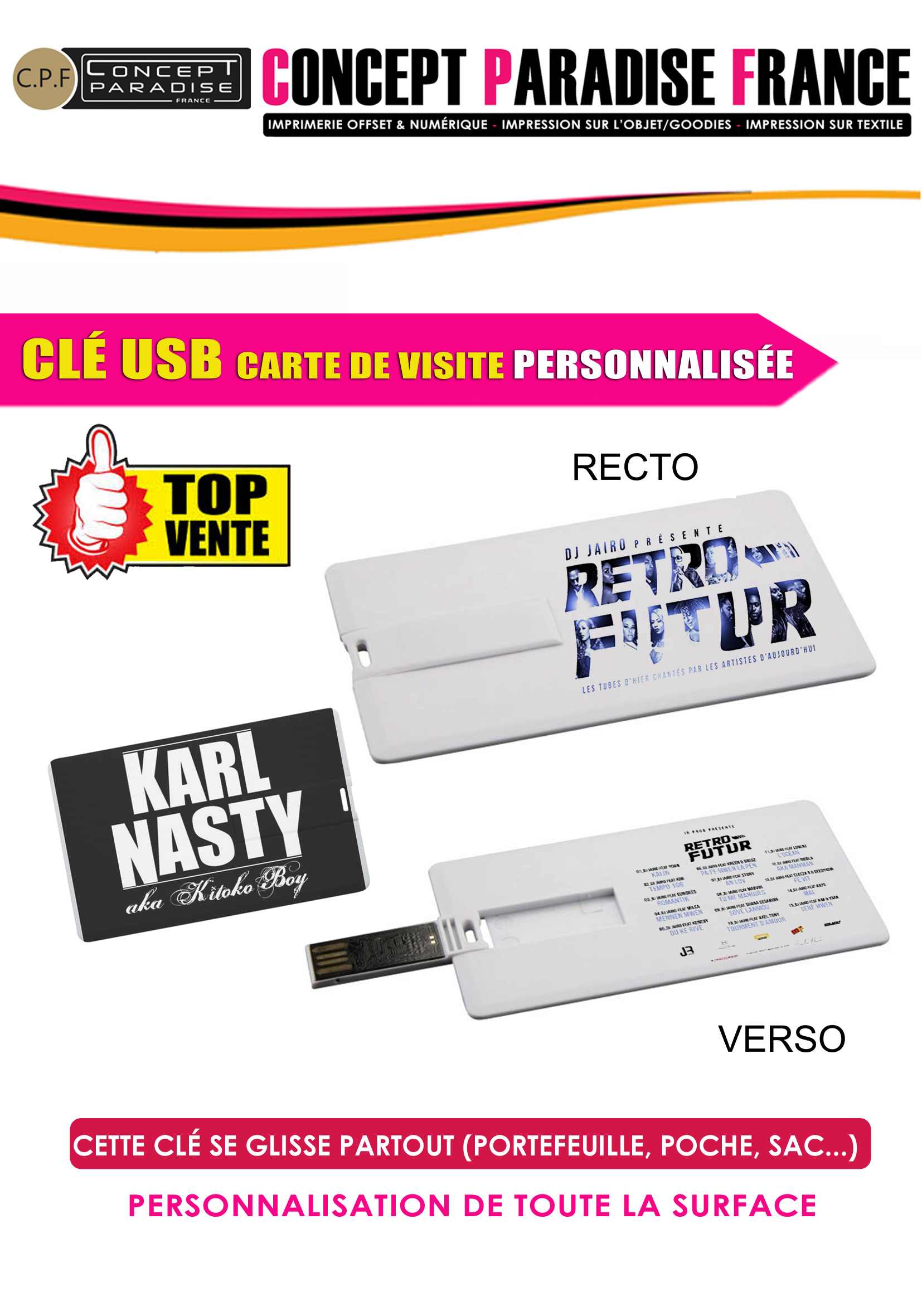 Étui carte USB publicitaire, Porte clé USB carte de visite
